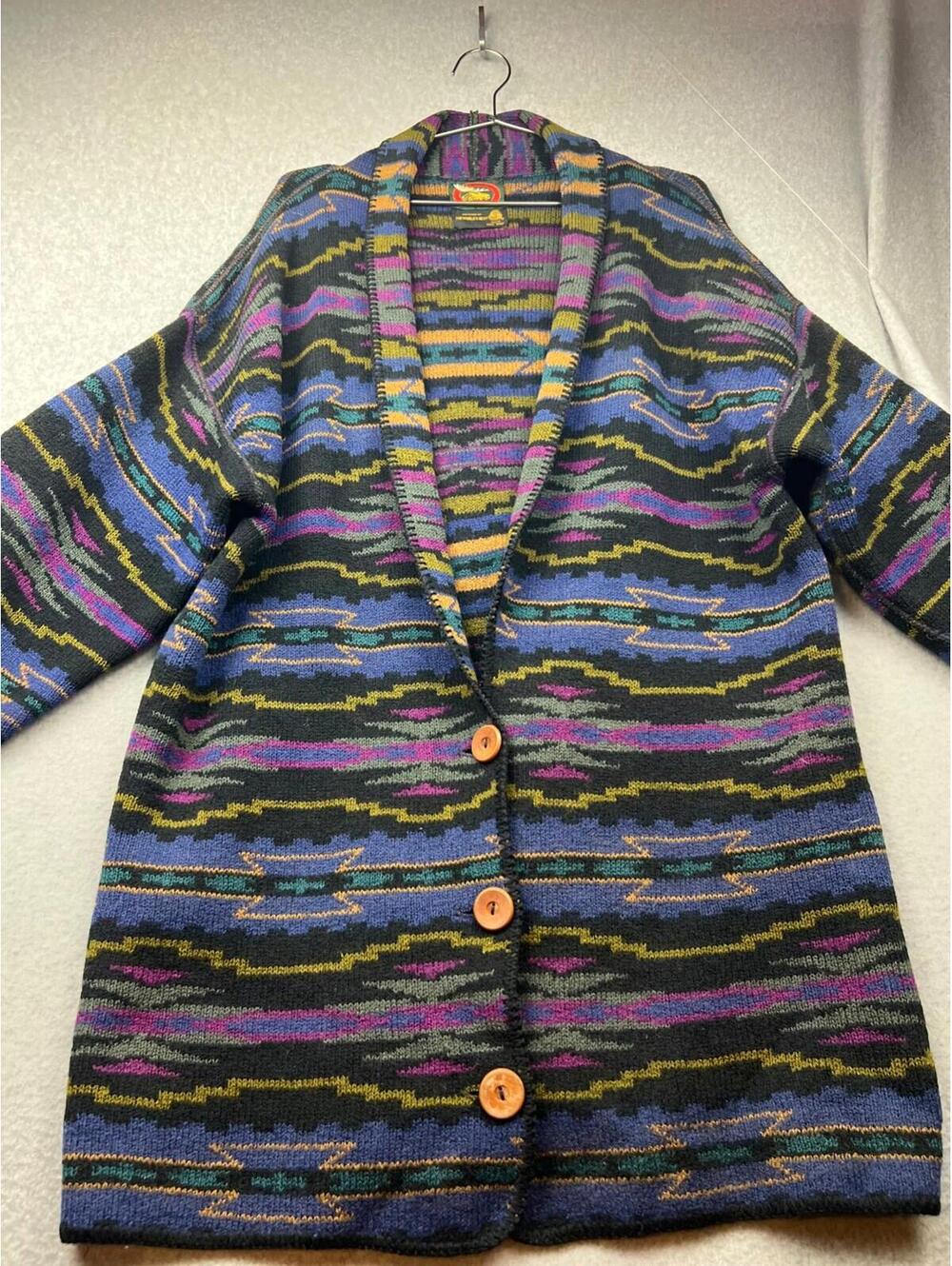Vintage Alps Wool Southwest Aztec Shawl Neck Cardigan Sweater Women's Size XL